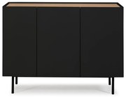 Fekete-natúr színű alacsony komód tölgyfa dekorral 110x85 cm Arista – Teulat