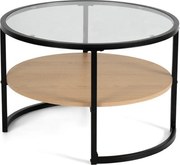 Fekete-natúr színű kerek dohányzóasztal tölgyfa dekorral ø 68 cm Zanu – Bonami Essentials