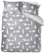 Szürke kétszemélyes sherpa ágyneműhuzat 200x200 cm Cosy Polar Bear – Catherine Lansfield