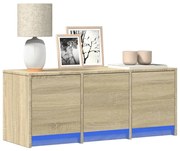 sonoma tölgy színű szerelt fa TV-szekrény LED-del 97x34x40 cm