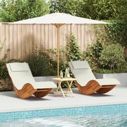 Napozó párnával 2 pcs Barna 60 x 154 x 74cm Tömör akácfa