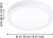 Eglo 901333 - LED fürdőszobai mennyezeti lámpa FUEVA LED/11,5W/230V Ø21,1cm IP44 fehér