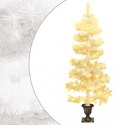 fehér PVC kivilágított kacskaringós karácsonyfa kaspóval 120 cm