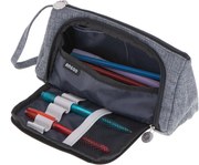 Iskolai tolltartó dupla tasakos hiúsági tok szürke