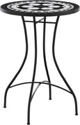 vidaXL fekete és fehér kerámia mozaikmintás bisztróasztal Ø50 x 70 cm