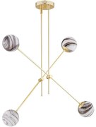 Argon 1840 - Csillár rúdon ABSOS 4xE14/7W/230V alabástrom arany