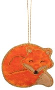 Textil kézzel készített karácsonyfadísz 7 cm Sleeping Fox – Sass &amp; Belle