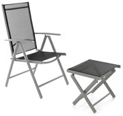 Alumínium összecsukható szék lábtartóval világos szürke