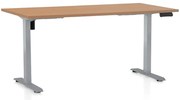 Állítható magasságú asztal OfficeTech B, 160 x 80 cm, szürke alap, bükkfa