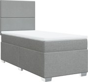 vidaXL világosszürke szövet rugós ágy matraccal 100 x 200 cm