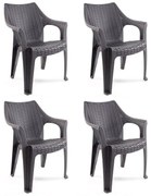 Tavira rattan hatású kerti szék Antracit-Barna - 4 DB N