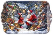 Karácsonyi télapós műanyag konyhai kis tálca Talking to Santa