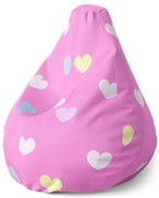 Pear babzsák rózsaszín alapon szív - gyerek, rózsaszín