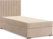 Agen egyszemélyes ágy, bársony, ágyneműtartóval, bézs