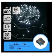 Aigostar - kültéri LED karácsonyi fényfüzér, 400 LED / 8 világítási mód, 4×AA, 20,3 m, hideg fehér