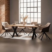 AVENBERG NATURAL SWIVEL Étkezőgarnitúra 4 szék + asztal 200cm