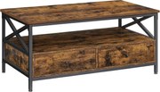 Dohányzóasztal, nappali asztal 100×55×45 cm, rusztikus barna és fekete színben