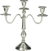 Fém gyertyatartó, 3 karos, 29x10x30 cm, ezüstszínű, dekoráció 2