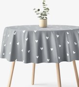 Goldea kör alakú pamut terítő - szívecskék, szürke alapon Ø 100 cm