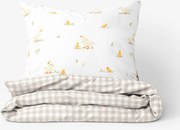 Goldea húsvéti pamut ágyneműhuzat - kacsák és kockás latte 140 x 200 és 70 x 90 cm