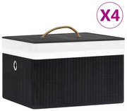 4 db fekete bambusz tárolódoboz