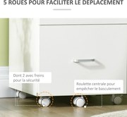 Vinsetto Görgős Íróasztali Tárolórekesz - Lábjegyzet Gyűjtőszekrény 2 Zárható Fiókkal, MDF Forgácslapból, Méret: 43L x 45W x 72H cm | Aosom