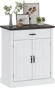 HOMCOM 2 Ajtós Roppantó Oldalszekrény 1 Fiókkal és Állítható Polccal Nappali Előszoba számára - Fehér 75,2x40x91,5 cm | Aosom
