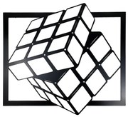 Vidám Fal Fából készült fali dekoráció Rubik-kocka fekete