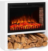 Klarstein Mauna Loa, elektromos kandalló, 2000 W, LED lángok, távirányító, polc fahasábok részére, fehér