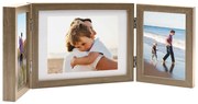 világosbarna háromszárnyas fényképkeret 22x15 cm + 2x(10x15 cm)