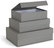Szürke fedeles dekoratív karton tárolódoboz szett 3 db-os 42,5x29,5x13 cm Kian Paper Laminate – Bigso