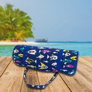 Feltekerhető napozószivacs HALAK 148x52 cm, fekete-fehér