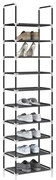 fekete nem szőtt szövetből cipőállvány 10 szintes 44x28x180 cm