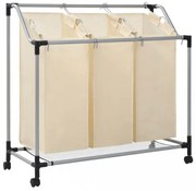 krémszínű acél szennyesszortírozó 3 zsákkal