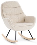 Hintaszék, relaxációs szék kordbársony kárpitozással, Krém-bézs színű
