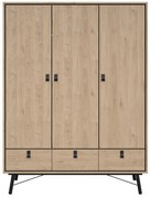 Natúr színű ruhásszekrény tölgyfa dekorral 150x200 cm Ry – Tvilum