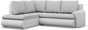 Tokio sarokkanapé, L alakú háttámlával, 2 ágyneműtartóval, fonott + műbőr, baloldali, szürke - fehér