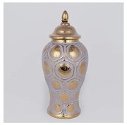 Kerámia tégely 35x18,5 cm arany/szürke