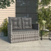 vidaXL szürke polyrattan kerti pad párnákkal 105 cm