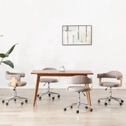 vidaXL 4 db tópszínű hajlított fa és szövet forgó étkezőszék