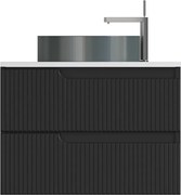 Piramida EURIDIKA fali fürdőszobabútor - mosdópult mosdó nélkül -2 fiókos - PINO FEKETE - 75 x 48 x