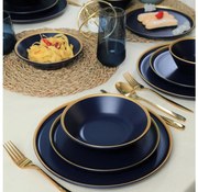 24 darabos étkészlet kék/arany/kerámia