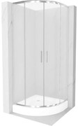 Mexen Rio félköríves zuhanykabin 70 x 70 cm, fagyott üveg, króm + Rio zuhanytálca, fehér - 863-070-070-01-30-4710