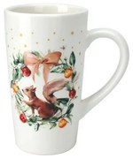 Mókus koszorú karácsonyi porcelán bögre , 550 ml