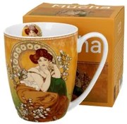 Porcelán bögre 360 ml díszdobozban Mucha Topáz