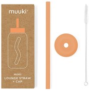 Szilikon szívószál tisztítókefével-fedéllel Tropical Papaya Mini – Muuki