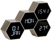 Six in the Mix fekete-aranyszínű gumírozott ébresztőóra - Karlsson