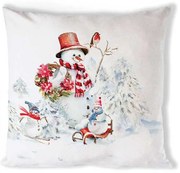 Karácsonyi hóemberes párnahuzat 40x40 cm pamut Sporty Snowmen
