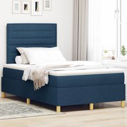 Box Spring Ágy Matrac &amp; LED Kék 120x200 cm Szövet