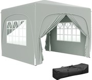 Outsunny 3x3m Pavilon, vízálló, stabil, téli időjárásnak ellenálló, összecsukható pop-up pavilon, UV Védelem 50+, összecsukható partijátor kertépítmén